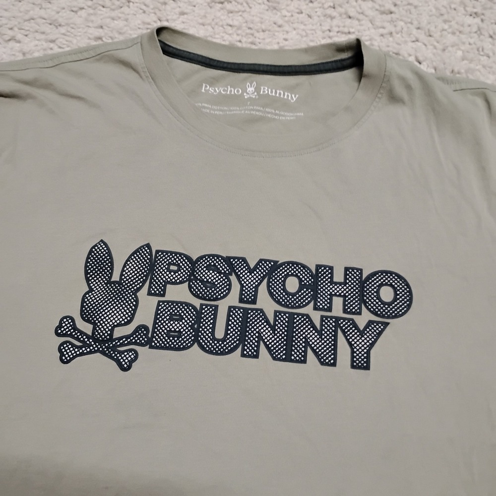 Psycho Bunny Shirt Mens XL 7 Green Pima Cotton Tee Logo Designer Casual Rabbit